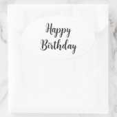 Happy Birthday Eenvoudige minimalistische typograf Ovale Sticker (Tas)
