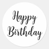 Happy Birthday Eenvoudige minimalistische typograf Ronde Sticker (Voorkant)