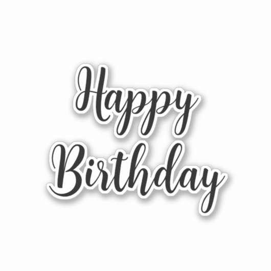 Happy Birthday Eenvoudige minimalistische typograf Sticker (Voorkant)