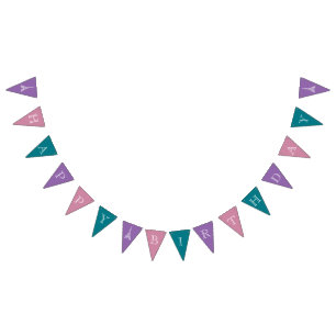 Happy Birthday Eiffel Paars Pink Blauwgroen Buntin Vlaggetjes