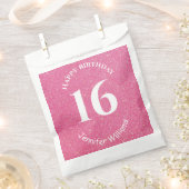 Happy Birthday Eigen naam Leeftijd Jaar Roze Glitt Bedankzakje (Geknipt)