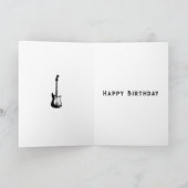 Happy Birthday Electric Guitar Black en White Kaart (Binnen)