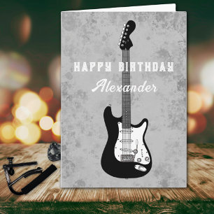 Happy Birthday Electric Guitar Black en White Kaart