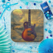 Happy Birthday Electric Guitar Papieren Bordje (Feest)