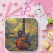 Happy Birthday Electric Guitar Papieren Bordje (Feest)