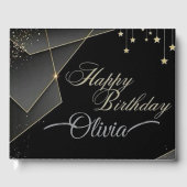 Happy Birthday– Elegant Black & Gold Birthday Gastenboek (Voorkant)