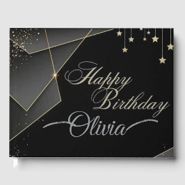 Happy Birthday– Elegant Black & Gold Birthday Gastenboek