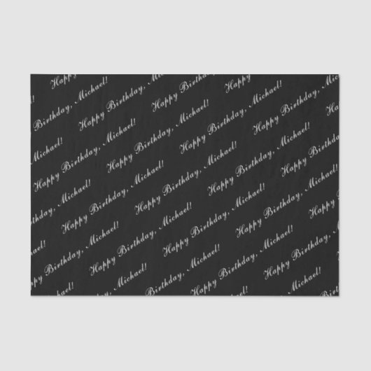 Happy Birthday Elegant Black Tissuepapier (Voorkant)