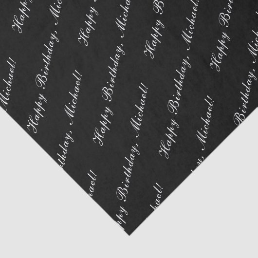 Happy Birthday Elegant Black Tissuepapier (Detail)