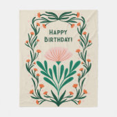 Happy Birthday Elegant Bloemen Lijst Fleece Deken (Voorkant)