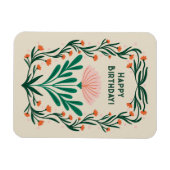 Happy Birthday Elegant Bloemen Lijst Magneet (Horizontaal)