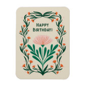 Happy Birthday Elegant Bloemen Lijst Magneet (Verticaal)