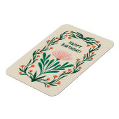 Happy Birthday Elegant Bloemen Lijst Magneet (Linkerzijde)