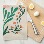 Happy Birthday Elegant Bloemen Lijst Theedoek (Quarter Fold)