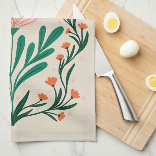 Happy Birthday Elegant Bloemen Lijst Theedoek (Quarter Fold)