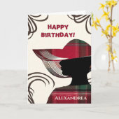 Happy Birthday Elegant Modern Lady Personalize Kaart (Gele Bloem)