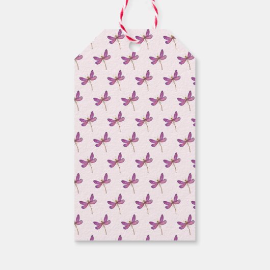 Happy Birthday - Elegant Paarse Dragonfly Cadeaulabel (Achterkant)