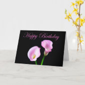 Happy Birthday Elegant Pink Calla Lilies Kaart (Gele Bloem)