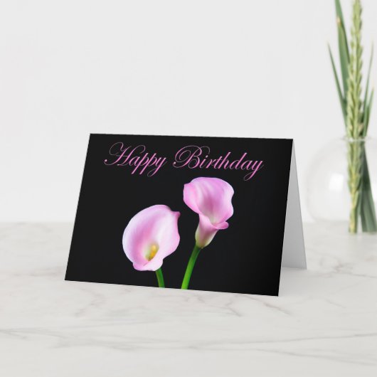 Happy Birthday Elegant Pink Calla Lilies Kaart (Voorkant)