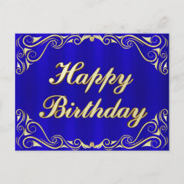 Happy Birthday Elegant Regal Gold Wenskaart Aankondigingskaart