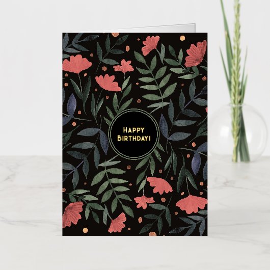 Happy Birthday elegant retro magical garden Folie Feestdagenkaart (Voorkant)