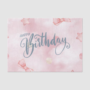 Happy Birthday Elegant Roze Pastel Schattige Tissuepapier