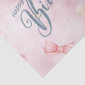 Happy Birthday Elegant Roze Pastel Schattige Tissuepapier (Detail)