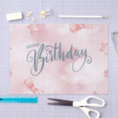 Happy Birthday Elegant Roze Pastel Schattige Tissuepapier (Craft)