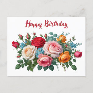 Happy Birthday Elegant  Rozen Briefkaart