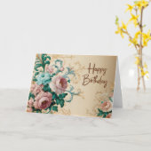 Happy Birthday Elegant  Rozen Kaart (Gele Bloem)