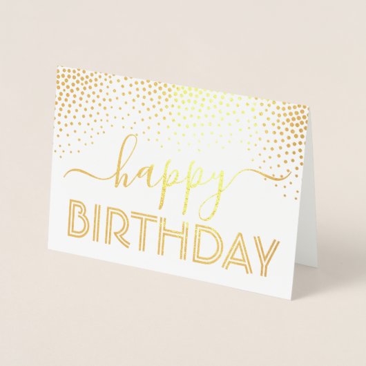 Happy Birthday Elegant Script Kraft & Silver Real Folie Kaarten (Voorkant)