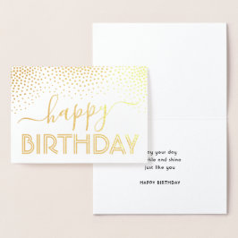 Happy Birthday Elegant Script Kraft & Silver Real Folie Kaarten