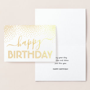 Happy Birthday Elegant Script Kraft & Silver Real Folie Kaarten