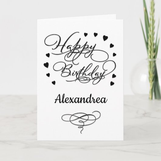 Happy Birthday Elegant Stijlvol Script Personalise Kaart (Voorkant)