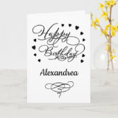 Happy Birthday Elegant Stijlvol Script Personalise Kaart (Gele Bloem)