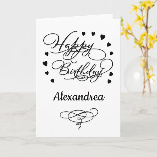 Happy Birthday Elegant Stijlvol Script Personalise Kaart (Gele Bloem)