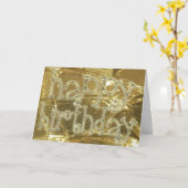 Happy Birthday Elegant Typography Gold Glitter Kaart (Gele Bloem)