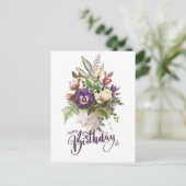 Happy Birthday Elegant Vintage Floral Bouquet Briefkaart (Staand voorkant)