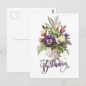 Happy Birthday Elegant Vintage Floral Bouquet Briefkaart (Voorkant / Achterkant)