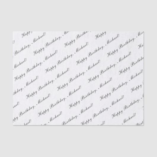 Happy Birthday Elegant White Tissuepapier (Voorkant)