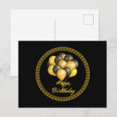 Happy Birthday, elegant zwart en goud, Briefkaart (Voorkant / Achterkant)