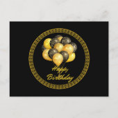 Happy Birthday, elegant zwart en goud, Briefkaart (Voorkant)