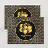Happy Birthday, elegant zwart en goud, Briefkaart (Voorkant / Achterkant)