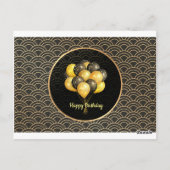 Happy Birthday, elegant zwart en goud, Briefkaart (Achterkant)