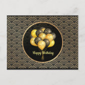 Happy Birthday, elegant zwart en goud, Briefkaart (Voorkant)