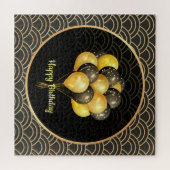 Happy Birthday, elegant zwart en goud Legpuzzel (Horizontaal)