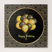 Happy Birthday, elegant zwart en goud Legpuzzel (Verticaal)