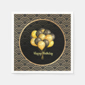 Happy Birthday, elegant zwart en goud, Servet (Voorkant)