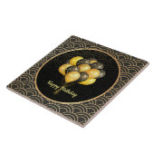Happy Birthday, elegant zwart en goud, Tegeltje (Zijkant)