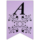 Happy Birthday Elegant Zwarte Bloemen Paarse Vlaggetjes (Tweede vlag)